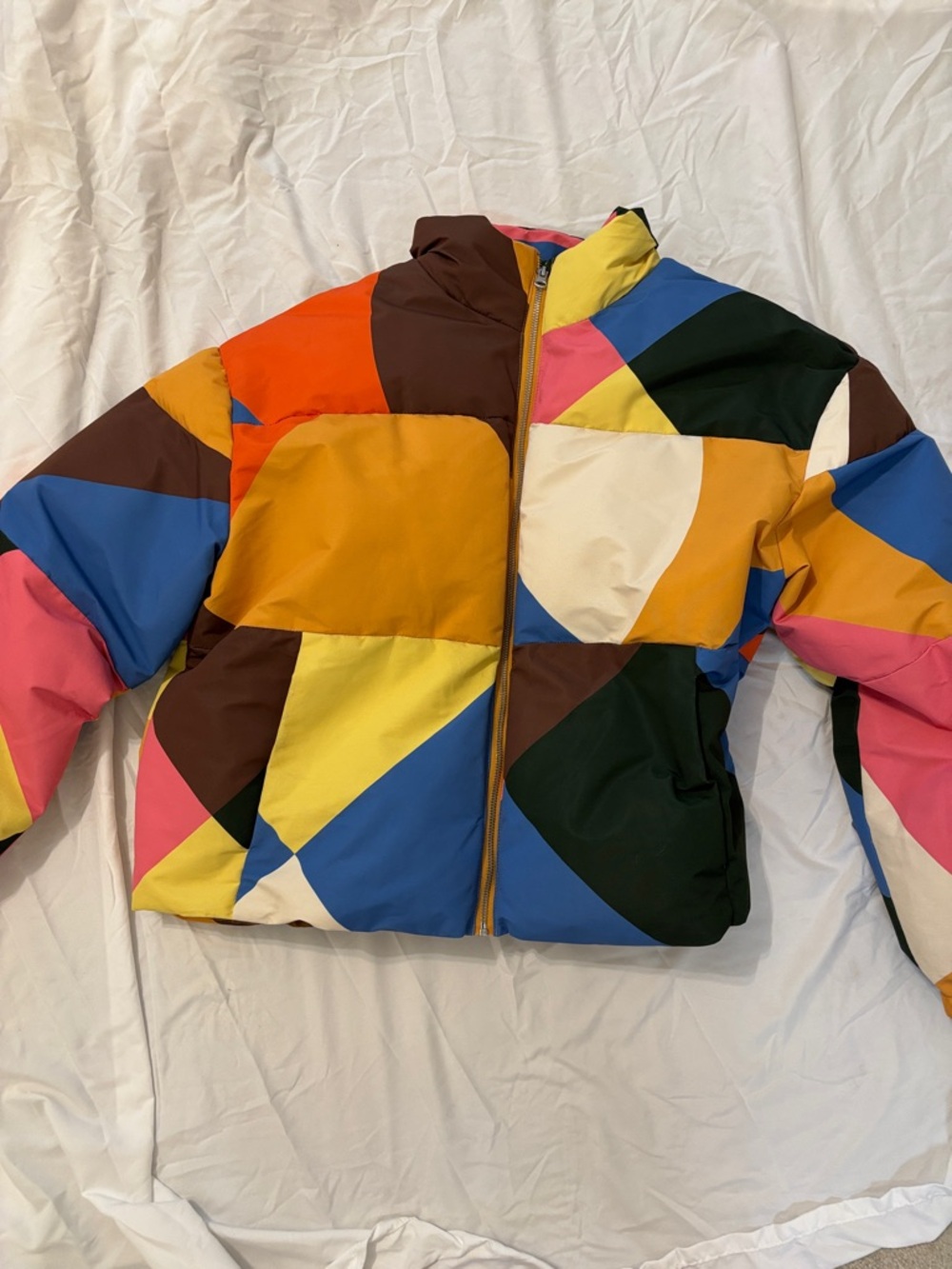 Multi-Color Geometric Puffer Jacket